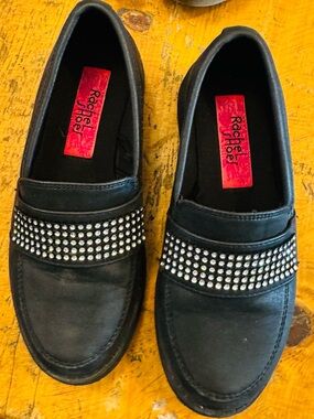 RACHEL Rachel Roy Black Kids Dress Loafers with Silver Studs